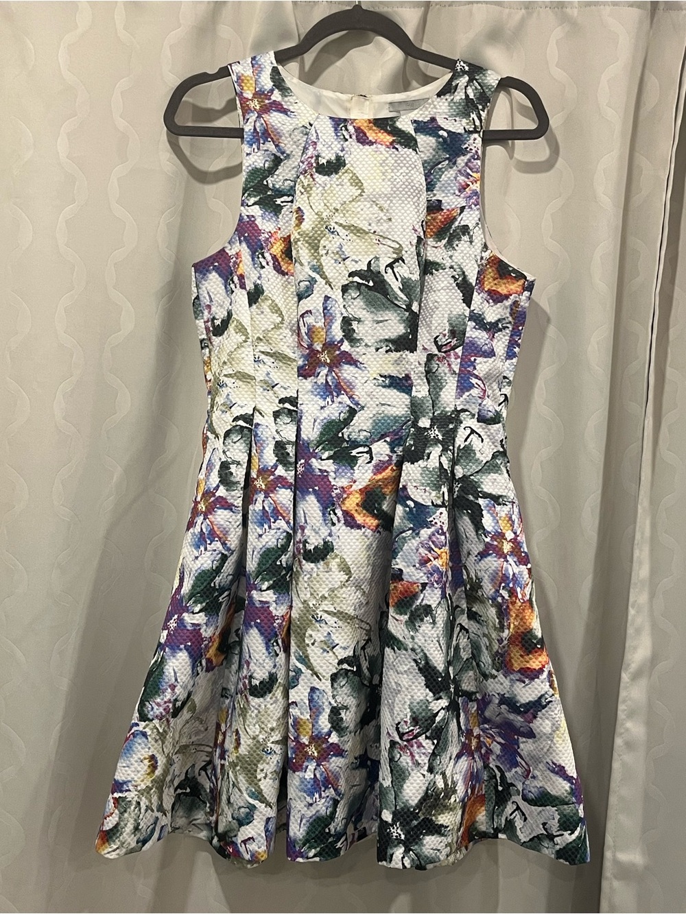 H&M White Floral Fit-and-Flare Dress